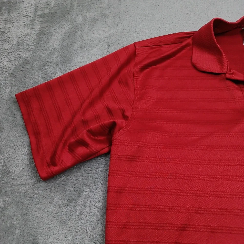 Arkansas Razorbacks Shirt Mens Medium Red Striped Polo Adidas